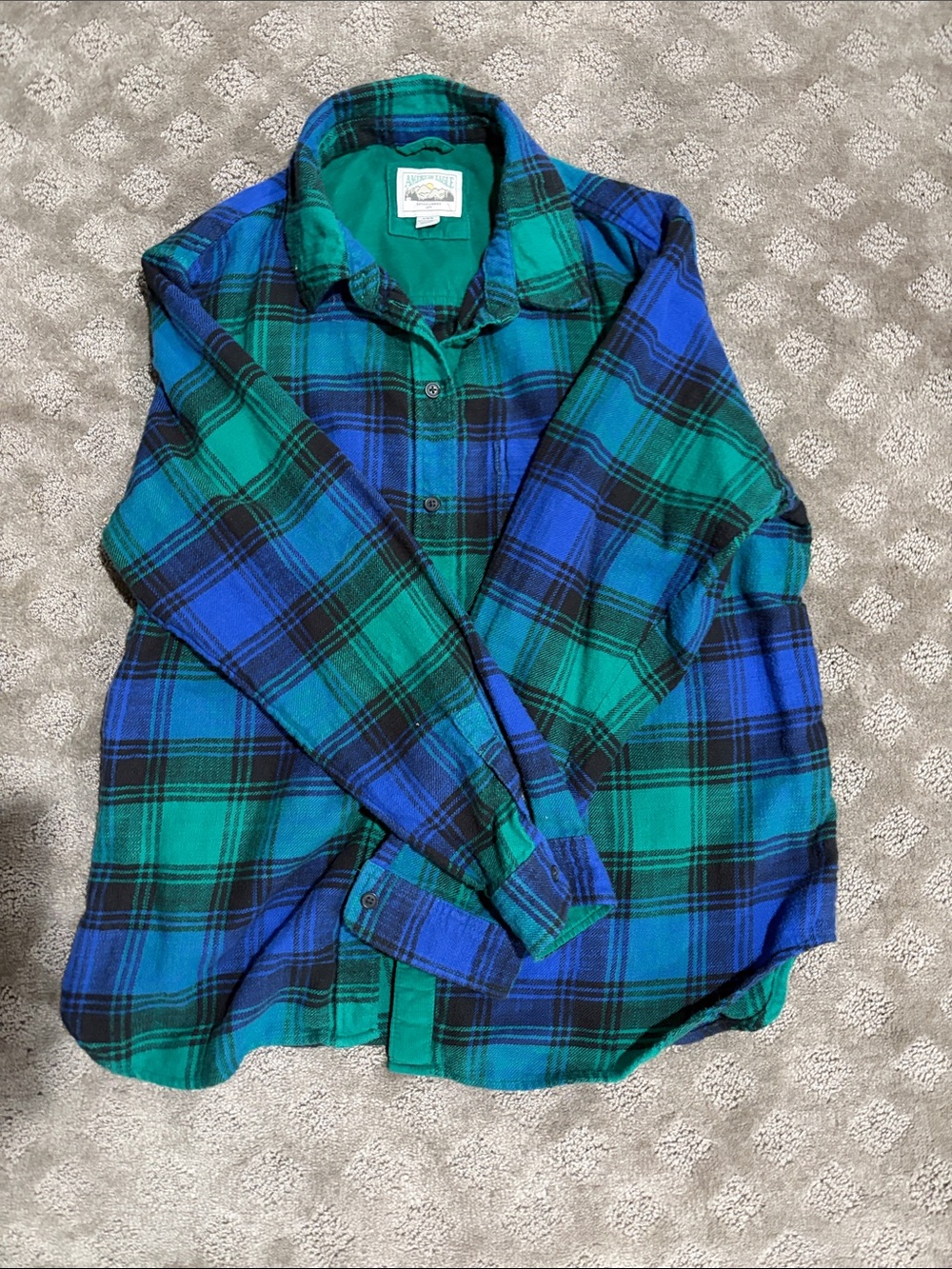 American Eagle Outfitters Blue & Green Plaid Button-Down Shirt